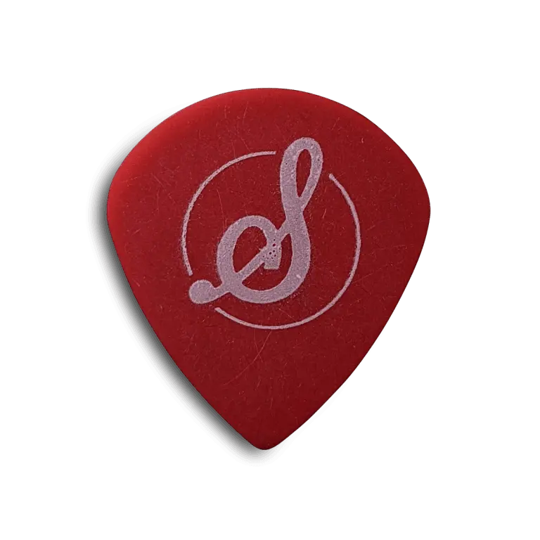 Stringjoy Strawberry Jazz Guitar Picks, 0.50mm Thin Gauge, 10-Pack, Crisp Strummed Tone, Excellent Grip, Tougher Build