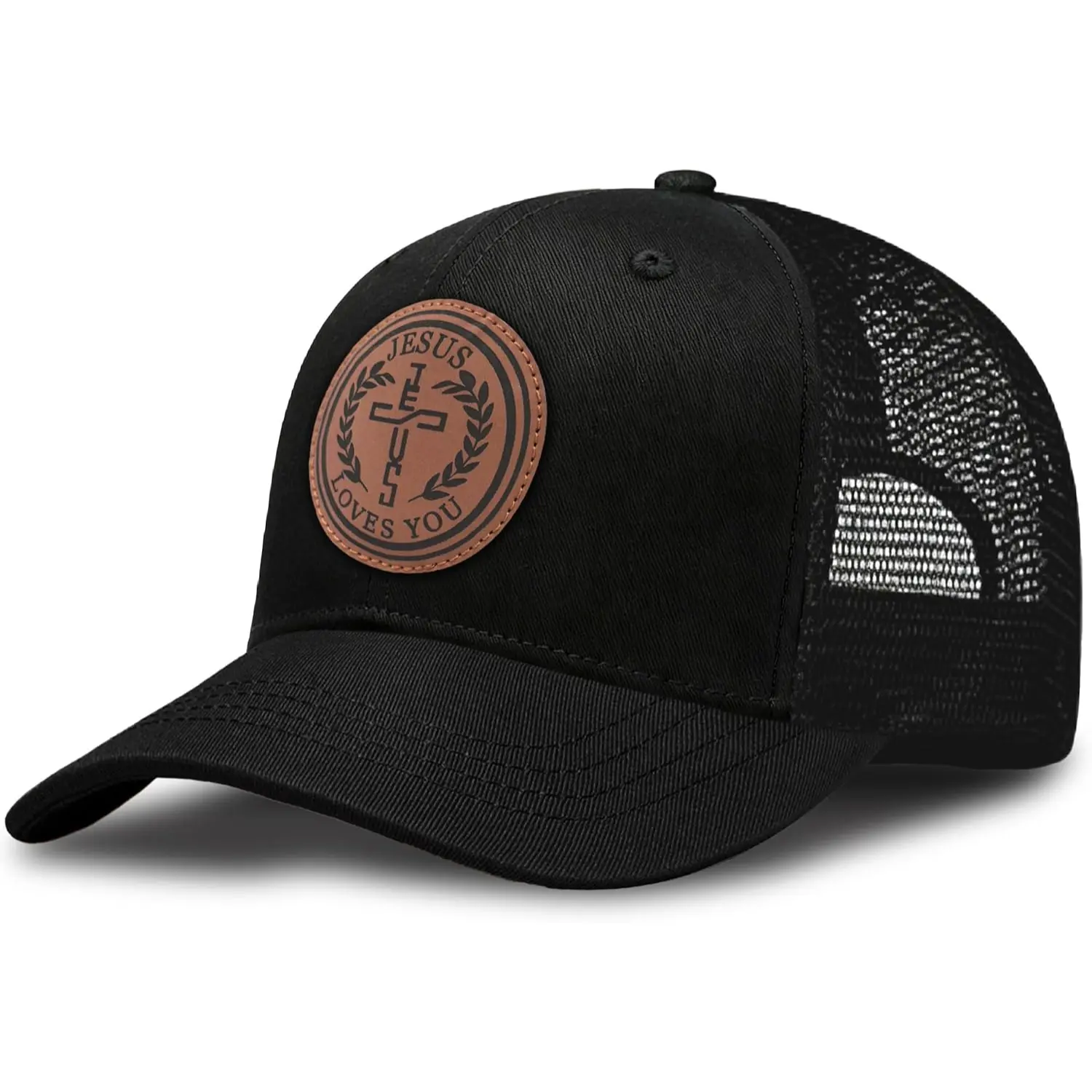 Christian Cross Baseball Cap for Men Women 100% Cotton Faith Leather Patch Adjustable Snapback Jesus Religious Hat