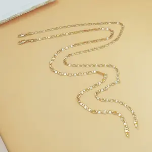 14K Gold Plated Flat Chain Necklace for Women Versatile Elegant & Fashionable Perfect Gift High Quality Jewelry for Any Occasion