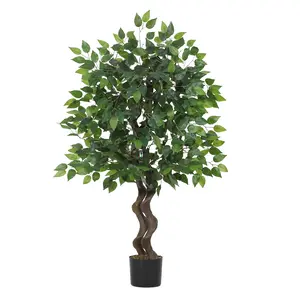 4/5/6 ft Artificial Ficus Tree, Fake Ficus Banyan Tree with Natural-Looking Trunk and Realistic PVC Leaves, Faux Floor Plant, for Indoor Home Living Room Office Corner Decor
