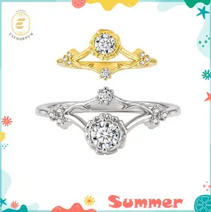 Moissanite Spring Radiance Flower Ring Silver-Plated Wedding Engagement Anniversary Valentine's Day Birthday Romantic Elegant Gift Daily Wear bff unisex