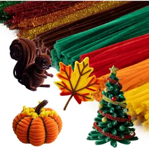 [500 Autumn-Colored Chenille Stems] Thickened fluffy chenille stems, suitable for handmade arts and crafts, perfect for making animals, flowers, and Thanksgiving decorations, as well as for Halloween and Christmas