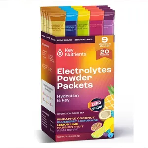 KEY NUTRIENTS Electrolytes Powder Packets No Sugar - 5 Delicious Flavors in Hydration Packets 20 Pack - No Calories, Gluten Free Electrolytes Powder Packets, Non GMO, Made in USA