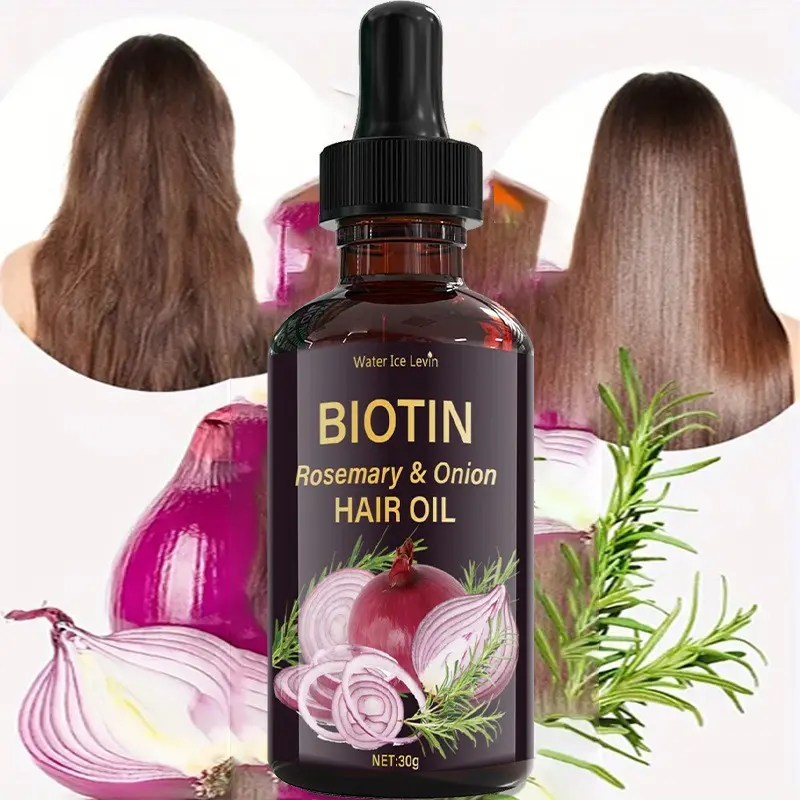 Water Ice Levin Biotin Onion Rosemary Moisturizing Hair Oil, Anti Frizz Serum, Repair Damaged Hair, Prevent Breakage, Improve Dull Frizzy Roots, Frizz Free Hair, Frizz Control Haircare, 30g