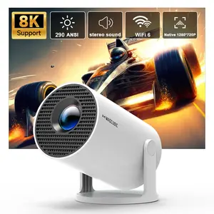 Smart Projector HY300Pro with 4K Decode 290ANSI Lumens Auto Keystone Correction Built-in 5W speaker Dual WiFi6 Wireless BT5.4 Android 14 Native 1280*720P for Home Cinema Portable Movie Theater