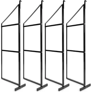 HECASA 22 1/8"W x 60 1/2"H Cargo Shipping Container Shelving Shelf Brackets Black Powder Coated Steel 4Pcs Wall Mounted Hanger Wall Mount Organizer Decor Hanging