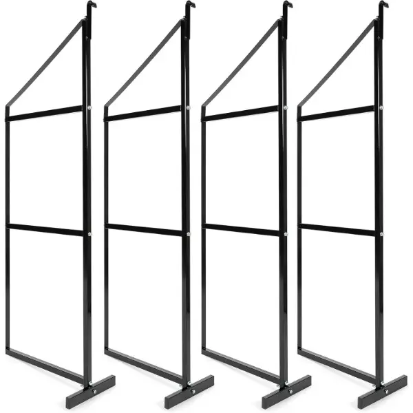 HECASA 22 1/8"W x 60 1/2"H Cargo Shipping Container Shelving Shelf Brackets Black Powder Coated Steel 4Pcs Wall Mounted Hanger Wall Mount Organizer Decor Hanging