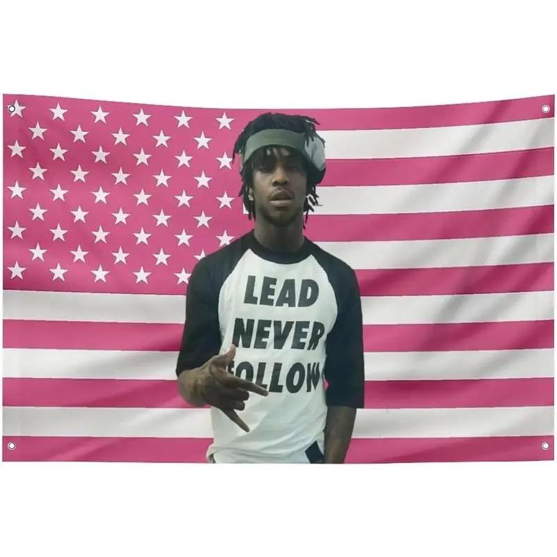AETHVCD Durable Synthetic Chief Keef Pink America Flag Print Tapestry - 35x59 in, 4 Brass Grommets, 60x40 in Option, Room Wall Hanging, Indoor Party Decor, College Dorm Banner, Novelty Gift