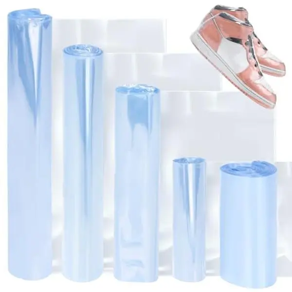 400Pcs Cuttable Nontoxic Environmental PVC Heat Shrink Wrap Bags with 5-Size Heat Shrink Bands & Films, Resealable Plastic Wrap for Office Stationery, Gift Wrapping, Sneaker Organizers