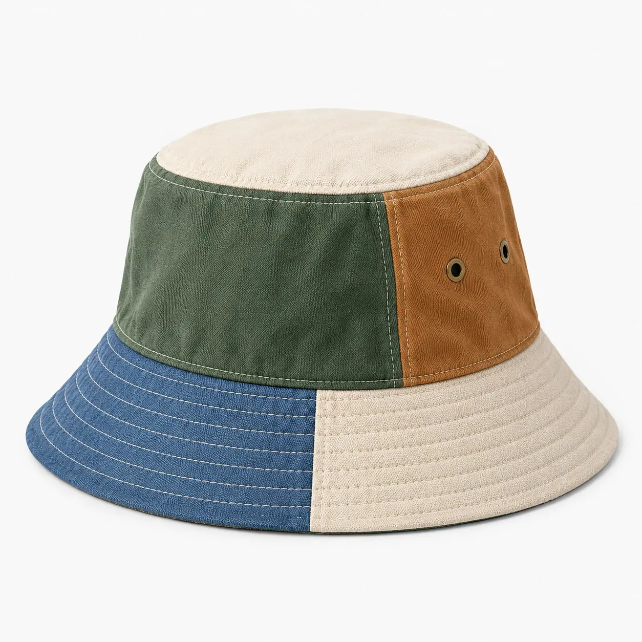 Colorblock Bucket Hat - Multicolor Patchwork Design for Men and Women, Perfect for Casual Wear and Outdoor Activities