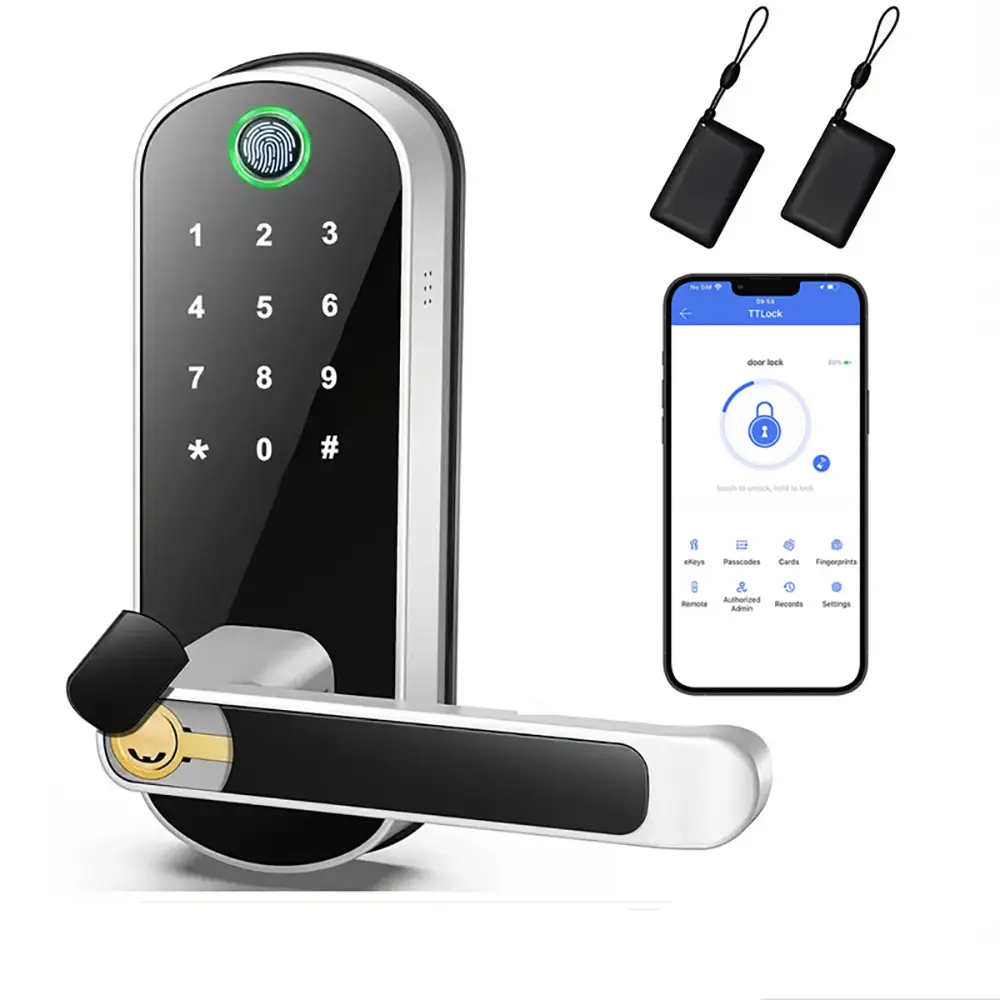 Keyless-Entry Fingerprint Smart Door Lock:Digital Electronic Lock with Code Passcode, Electric Door Knob, Biometric Door Handle Lock, Perfect for Exterior/Interior/Entry/Bedroom Doors