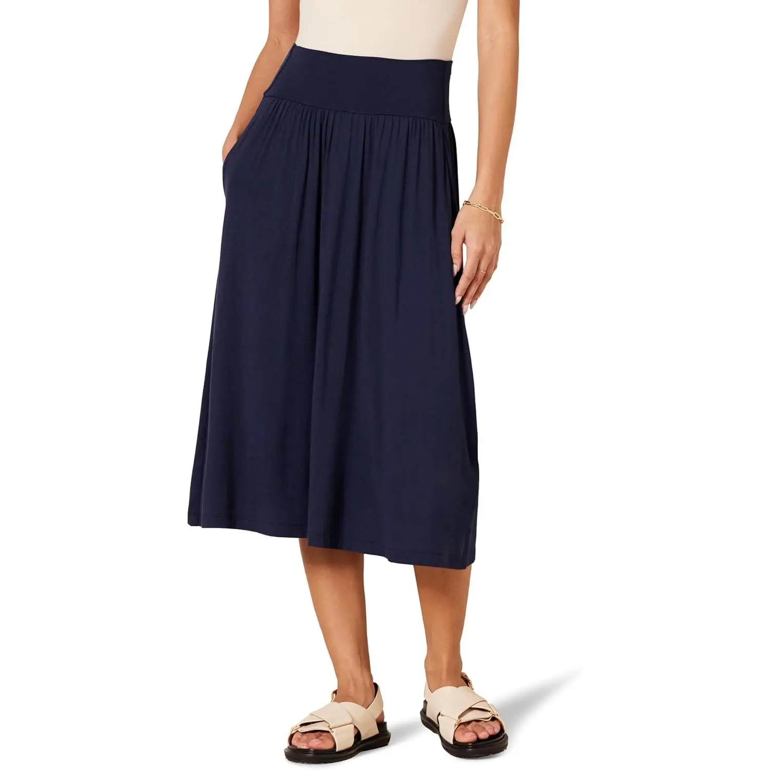 Women's Jersey Pull On Midi Length Skirt