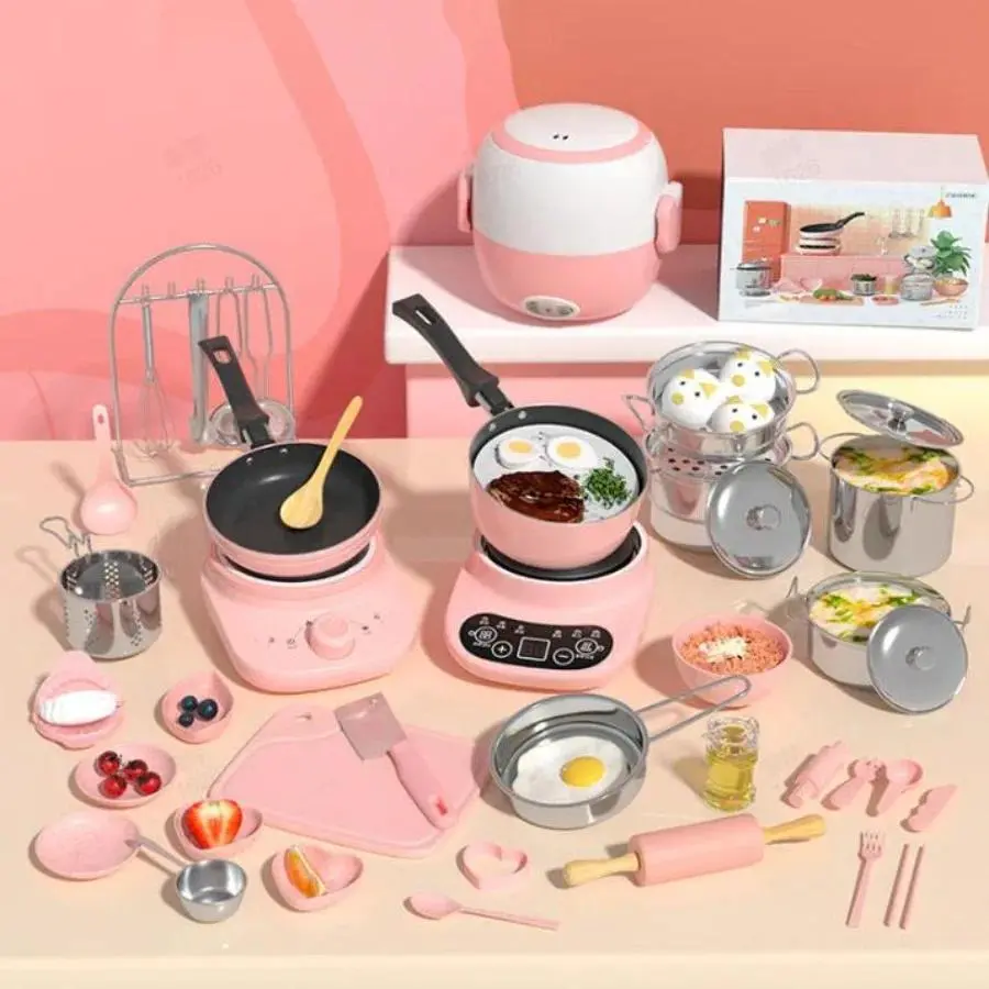 Kid Cooking Sets - 22 PCS Miniature Real Cooking Kitchen Playset for Children, Ideal for Party Bags, Festive Gifts