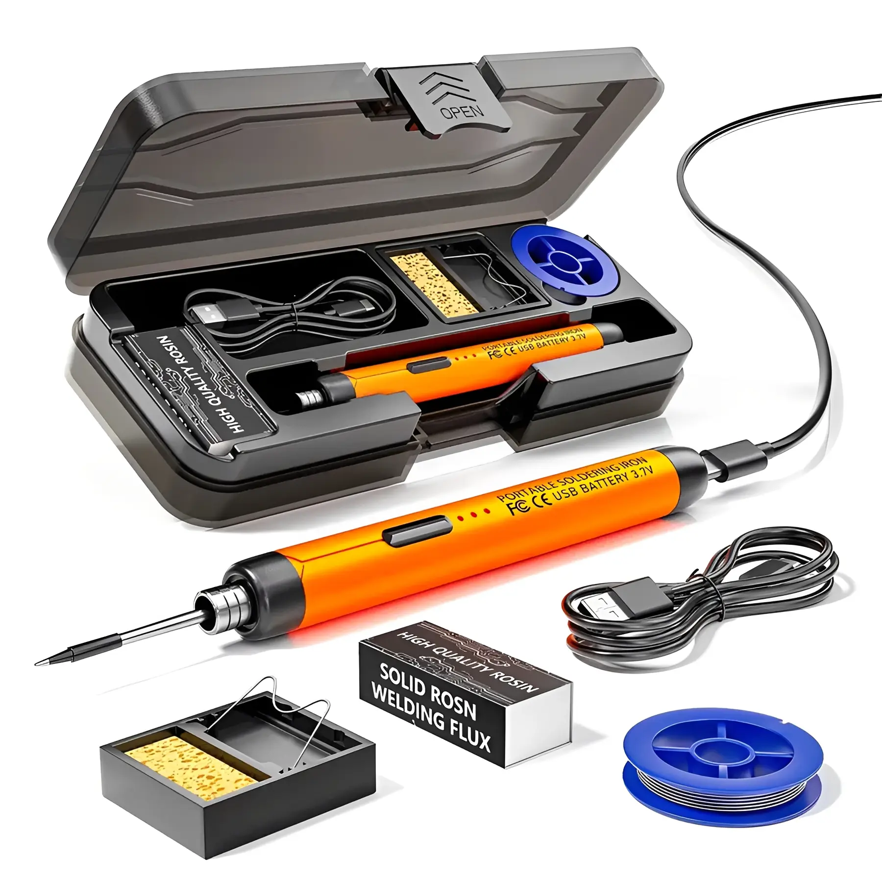 Mini Cordless Soldering Iron Full Kit - USB Rechargeable Portable Soldering Tool with LCD Display, Pen Grip, Digital Adjustable Temperature Thermostat for Home Appliance Repair, DIY Crafts