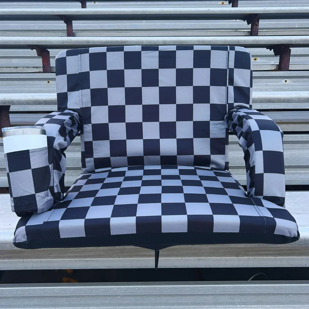 Grey Checkerboard 23" Stadium Seat with Armrests