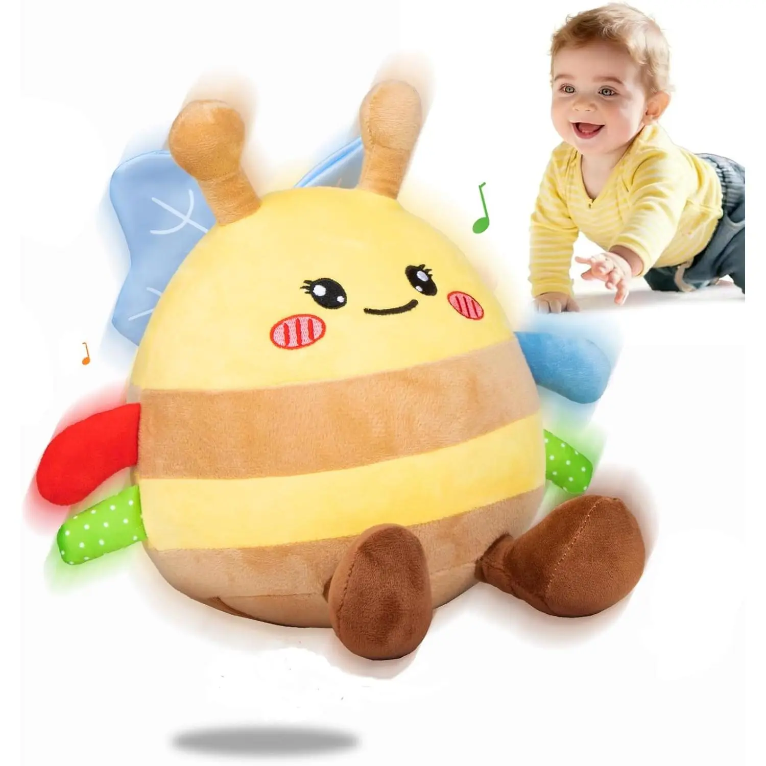 Baby Toys 6-12 18 Months, Musical Crawling Baby Plush Toys for 3-18, Singing Recording Repeats What You Say, Tummy Time Infants Toys for Toddler 1 2 3 Year Old Boy Girl Birthday Gift Easter