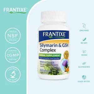FRANTIXE Silymarin & GSH complex with Double Milk Thistle, NAC, Cordyceps & Turmeric ,curcumin,VC,VB12,glutathione - 60 Capsules For Liver Support Supplement Cleanse & Detox Edible Wellness Dietary