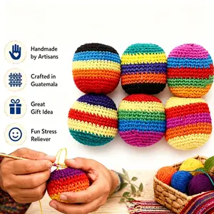 Random 3/6 PCS Hand-Knitted Hacky Sack – 2026 Upgraded Edition, Multicolored Geometric Pattern Footbag for Adults, Beginner Juggling Balls, Ready to Use
