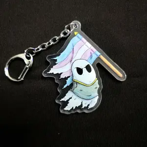 232 - Transgender Pride Ghost Acrylic Keychain - Warrior Boo
