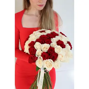 Bouquet of Red & White Roses