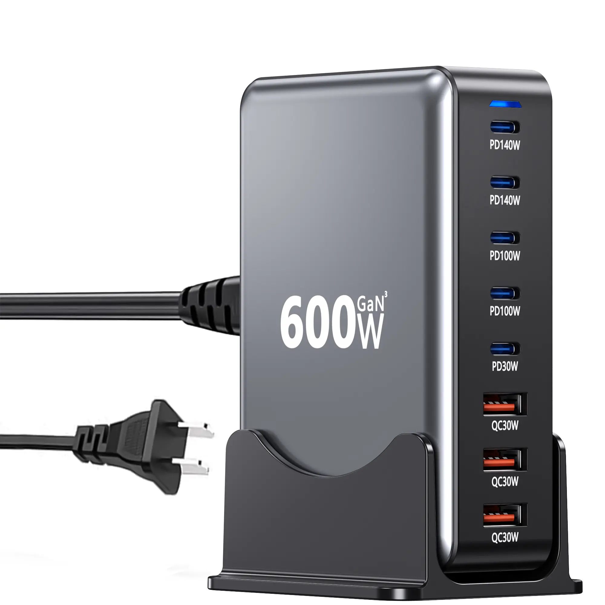USB C Charger Block 600W 8 Port GaN Fast Charging Station Hub for Laptop iPad iPhone 17 Pro Max Fast Charger Pixel DELL MacBook Pro/Air Galaxy S25 Steam Deck