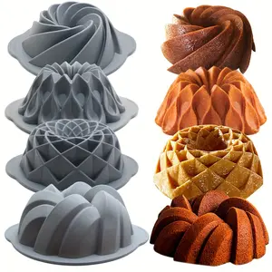4 Pack Premium Silicone Cake Pans - Non-Stick, Fluted, and Versatile Molds for Baking Cakes, Brownies, Flan, Meatloaf, and More - Crown, Nest, Spiral, and Braided Shapes for Easy Release and Perfect Results
