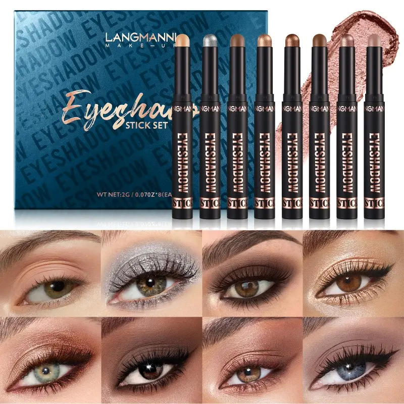 8-Color eyeshadow stick set, waterproof and not easy to smudge eyeshadow discoloration
