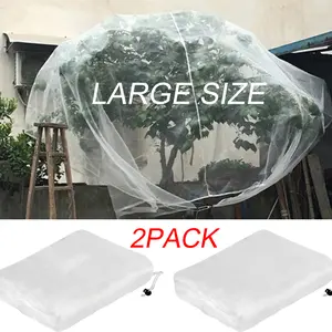 2 Pack Large Fruit Tree Netting Bags with Zipper and Drawstring Insect Bird Barrier Netting Plant Covers for Fruit Vegetable Trees Bushes Flower in Garden