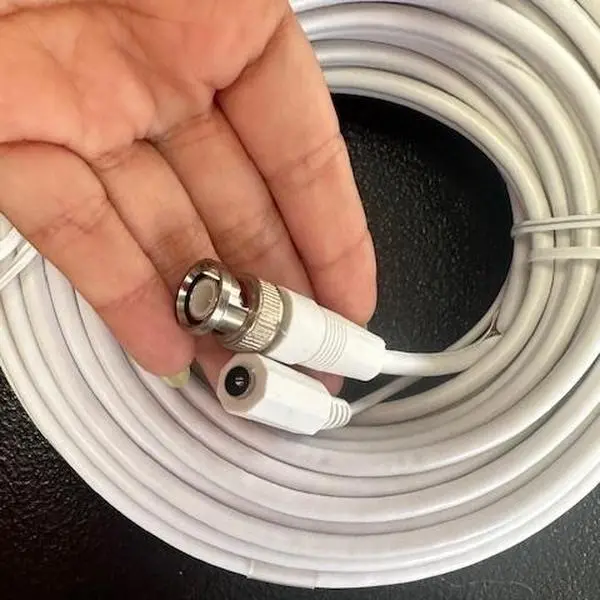 CABLE for CCTV Siamese 50 ft white CABLE DE CAMARAS DE SEGURIDAD BLANCO