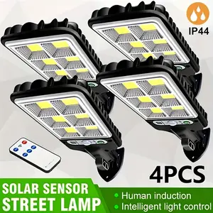 4pack Solar Street Lights Outdoor Waterproof,IP65 Solar Powered Street Lights with Motion Sensor,LED Flood Light for Yard,Parking Lot,Drive-Way,6500K Adjustable Flood Lighting,IP65 Waterproof Luces Solares Yard Wall Porch 4 Pack ip65 motion  solar light