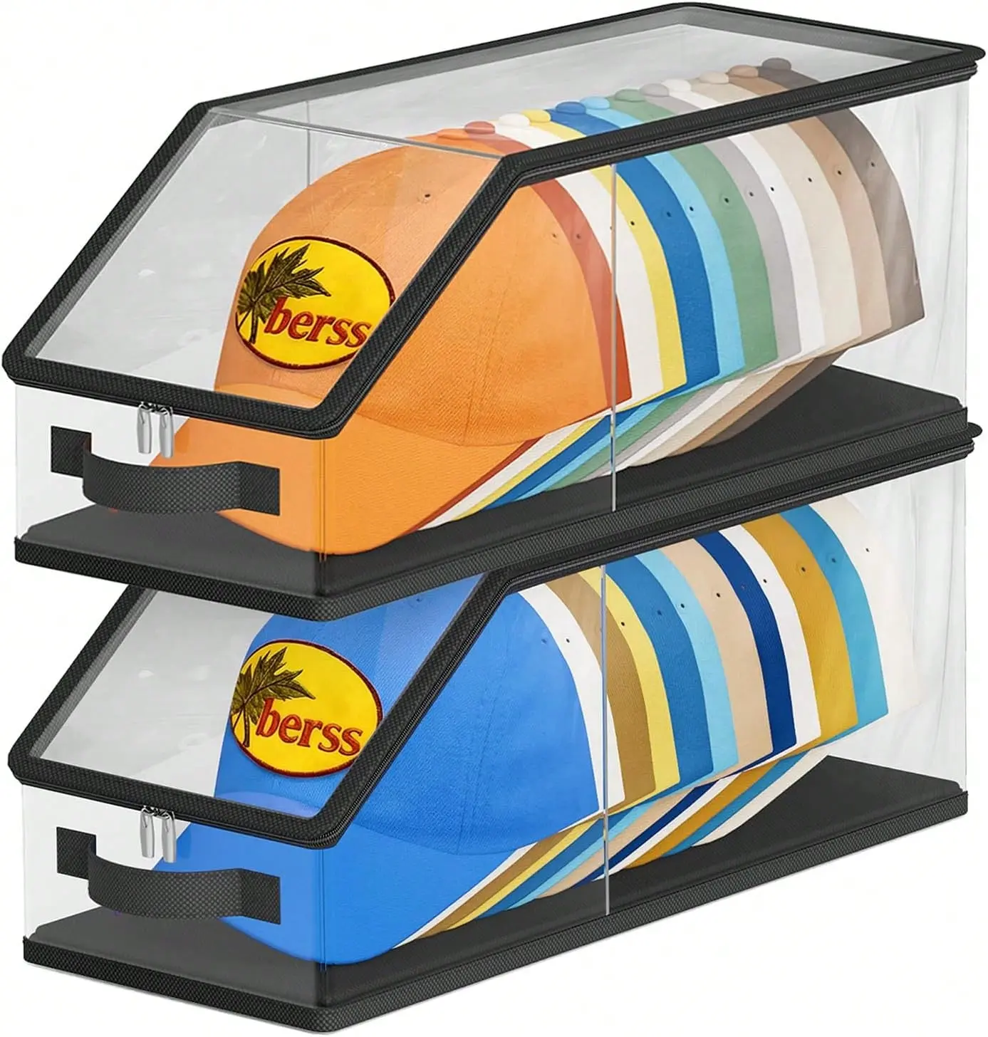 Hat  Box, Baseball  , Dustproof Stackable Hat  for Closet, Foldable   Case with Lid, Large Capacity Hat  for Baseball , Wardrobe  and Travel Use room versatile home organizer storage drawer cosmetic multilayer lbs load to rag moisture proof mini jewelry