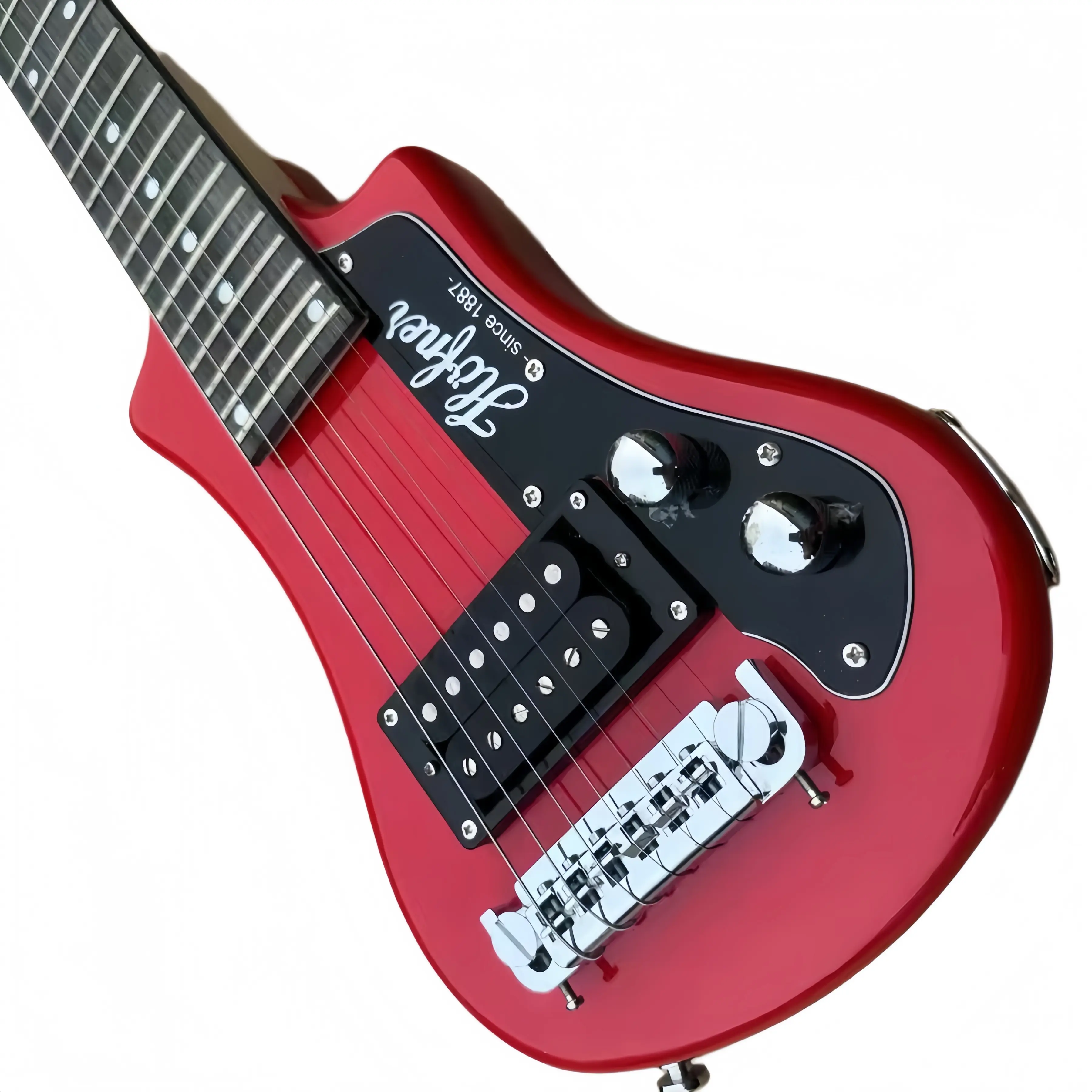 HOFNER Shorty Travel Electric Guitar - Red, Customizable Musical Instrument for Hobbyists, Save Hundreds to Thousands of Dollars, Full Refund Eligibility, Save Money, Hundreds Of Dollars