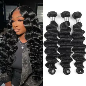 【Gefily】14A Loose Wave 100% Unprocessed Brazilian Human Hair Bundles Raw Virgin  Deep Wave Extensions