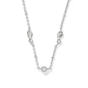 Kendra Scott Lucille Strand Necklace - Silver White Cubic Zirconia: Rhodium Over Brass, Lobster Claw Clasp
