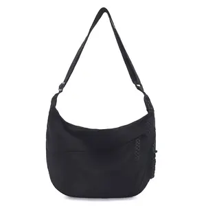 Crescent Crossbody Bags for Women Nylon Slouchy Sling Hobo Bag Spacious Dumpling Shoulder Handbag Cross Body Purses