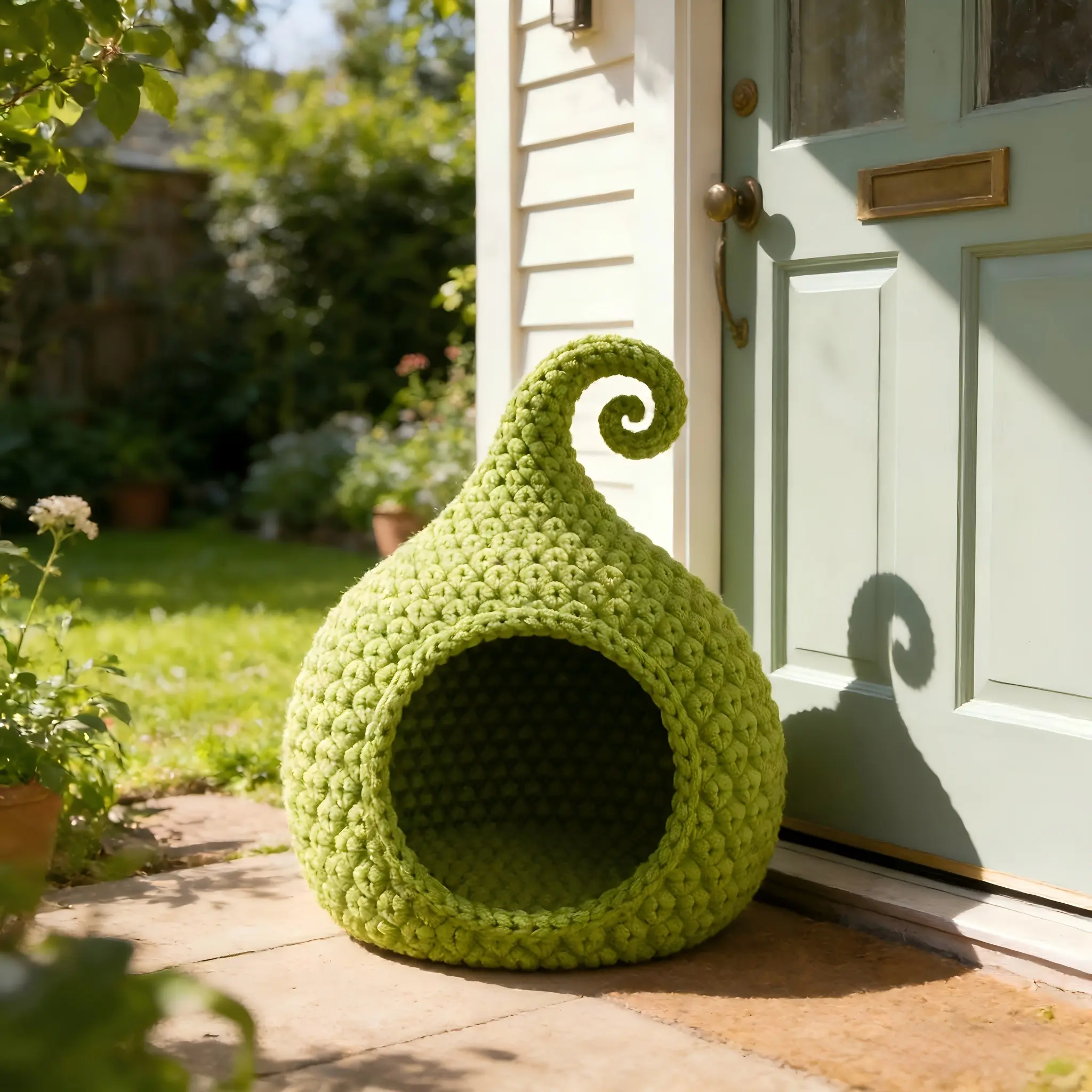 DIY Crochet Amigurumi Avocado Green Elf Hat & Bed Craft Suitable for - Handmade Gift with Step-by-Step Video Tutorial, Avocado-Themed Pet Bedding for Adults, for Halloween, Christmas, Birthdays, Housewarming for Pet Lovers, Mom, Girlfriend