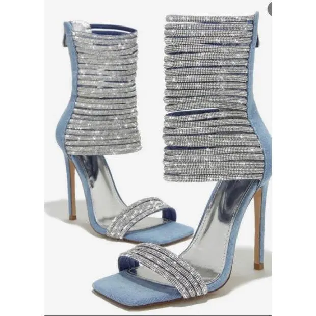 Stuntin' On Ya Toes Denim Gladiator Stiletto
