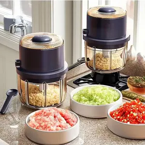 Portable Electric Garlic Chopper & Mincer, 6-Blade MiniVeggie Cutter, Large Glass Cup, Wireless Cordless, Easy-Clean Kitchen Food Processor for Garlic, Meat, Ginger