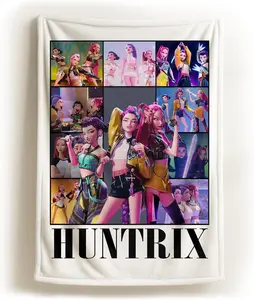 Huntrix Blanket, Demon Pop Hunters Movie Graphic Tee, Fantasy Animation Film Shirt, Pop Music Idol Inspired Tee for Men Women Fans (Blanket Design 3)