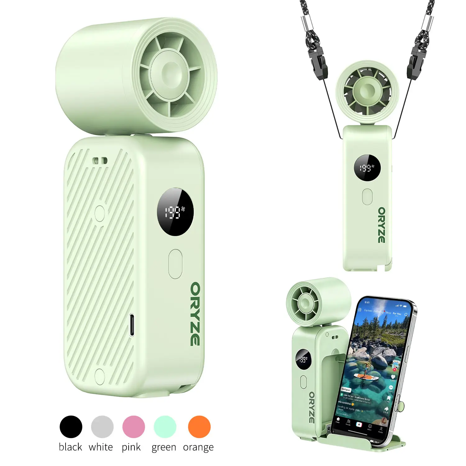 Phone Stand Portable Fan 5-Speed Rapid Cooling 5 Adjustable Wind Speeds 5000mAh Battery Outdoor Activities、Summer Travel、Binge-Watching 、USB fan、summer cool、fan that blows cold air、cooling fan、turbo fan tiktokshopsummersale