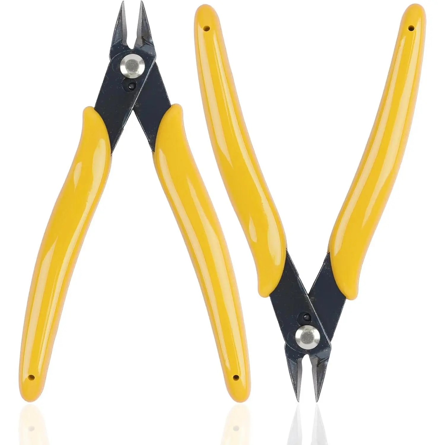 1 Pack Micro Wire Cutters, 5 Inches Flush Cutters Pliers, Diagonal Side Cutters Nippers, Zip Tie Sprue Cutter for Electronics, Plastic Models, Jewelry (Yellow)