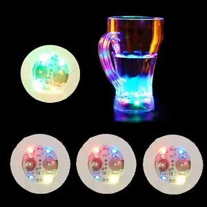 Bottle Lights Coaster Discs for Drinks,Flash Cup Coaster Flashing Shots Light (White)