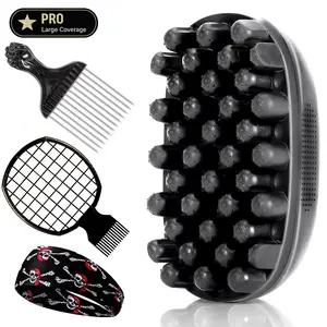 4-in-1 Freeform Styling Kit for Black Hair, Upgraded Silicone Twist Brush with Stainless Steel Metal Fist Pick & Mesh Comb, Professional Afro Hair Care Set for Coils and Twists