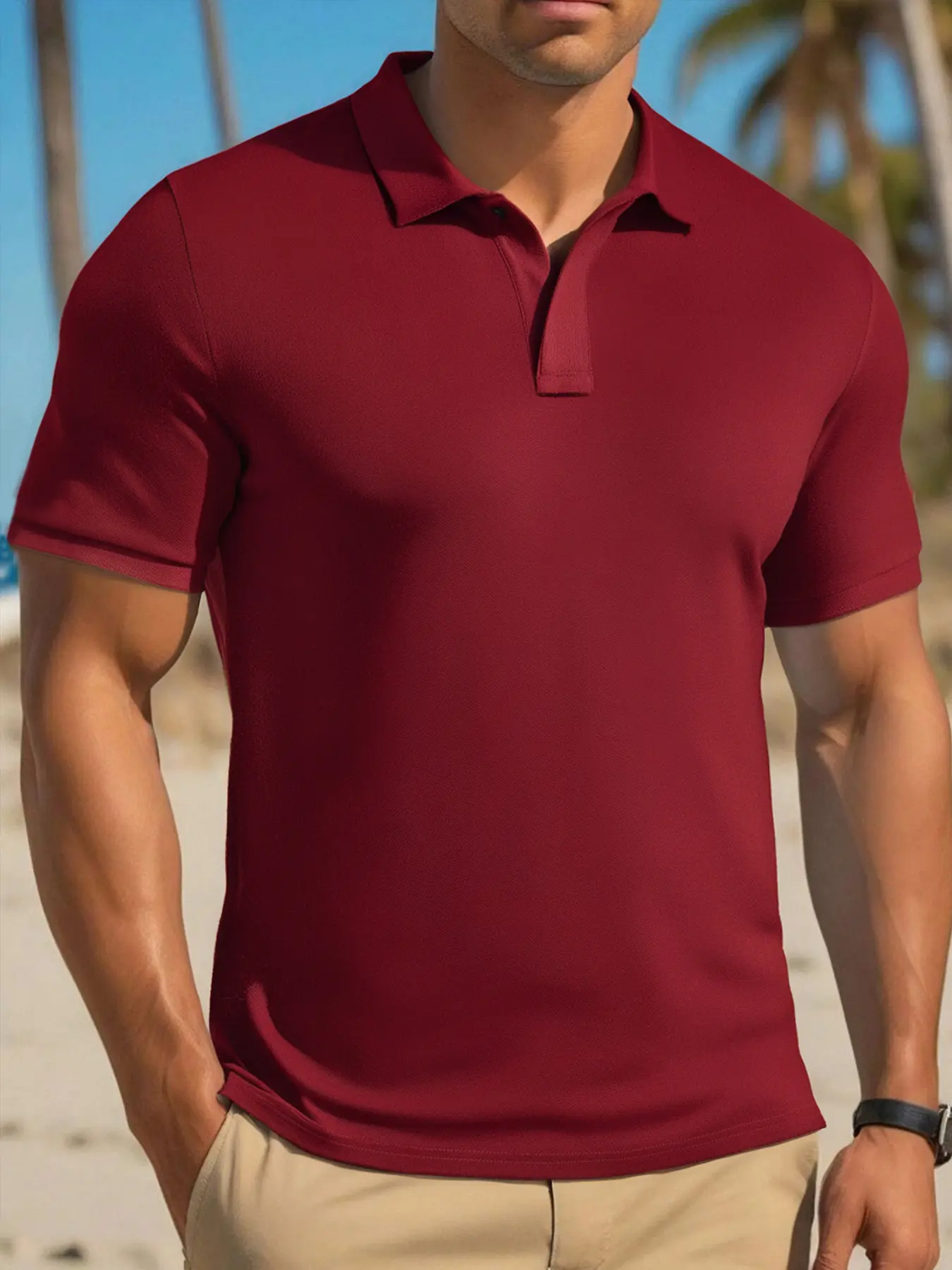 Men's Slim Fit Polo Shirt, Dye-Sublimated Fabric, Casual Fashion for Daily Wear & Outdoor Activities, Stylish Men's Clothing