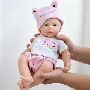 12-Inch Lifelike Silicone Reborn Girl Doll, Open Eyes, Open Mouth, Handcrafted with Frog Embroidery, Cute Dolls Girl Toy Premium Gift Set with Outfit & Accessories in Gift Box, Ideal for 3+ Years, Dolls Clothes Accessories