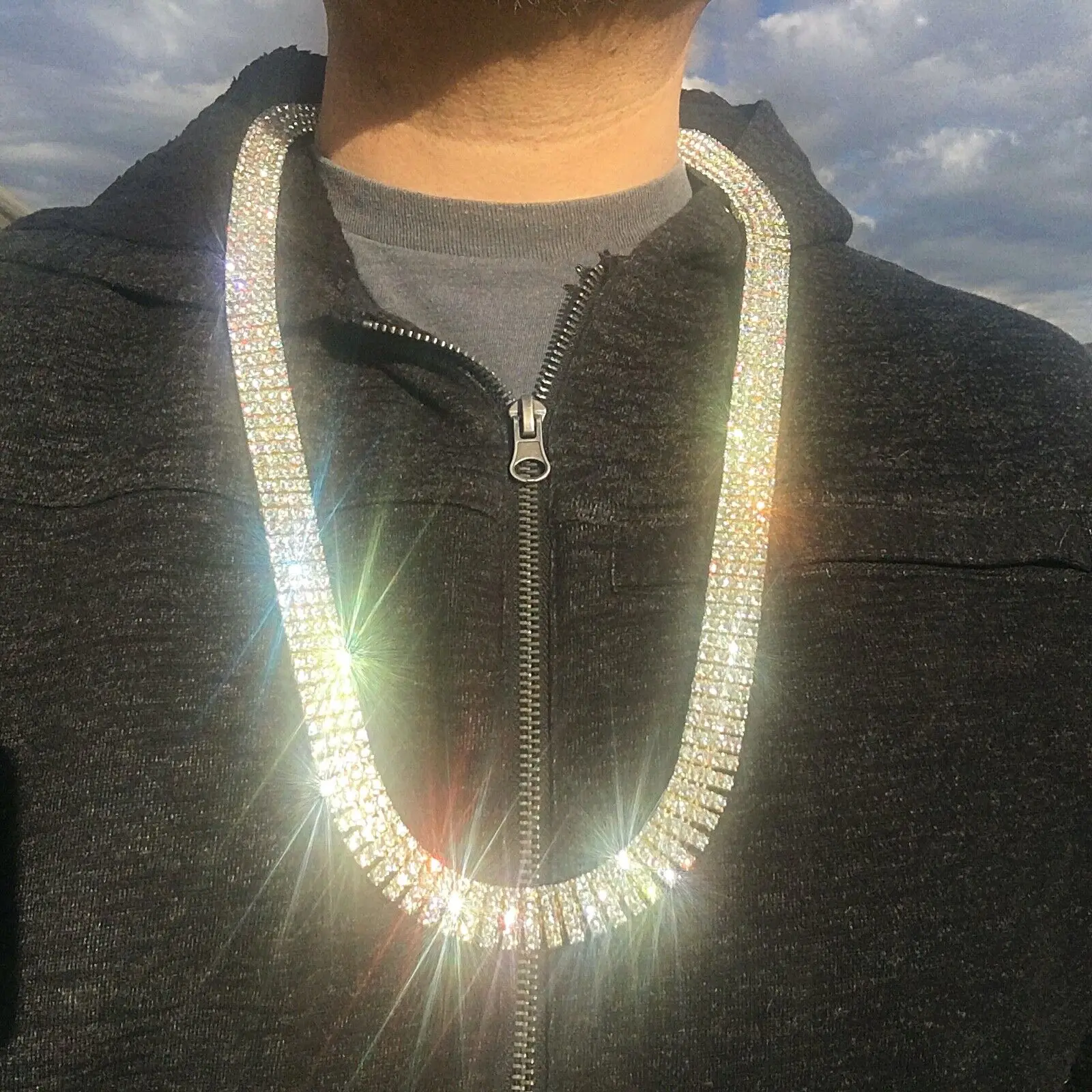 MaxBling81 Men's 4-Row Pharaoh Chain - Iced Simulated CZ Gold-Silver Plated Hip Hop Necklace (20in, 30in) - Bling Stylish Accessory, Men's Accessories, Costume Jewelry, Iced Out Chains, Chain Link Necklaces