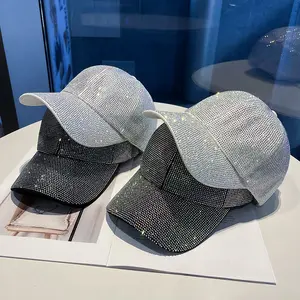 Full Rhinestone Baseball Cap - Glimmering Crystal Bedazzled Bling Bling Hat, Fashionable Unisex Dome, All-Season Shimmering Sunshade Accessory for Men and Women, All-Day Sparkle Statement Piece