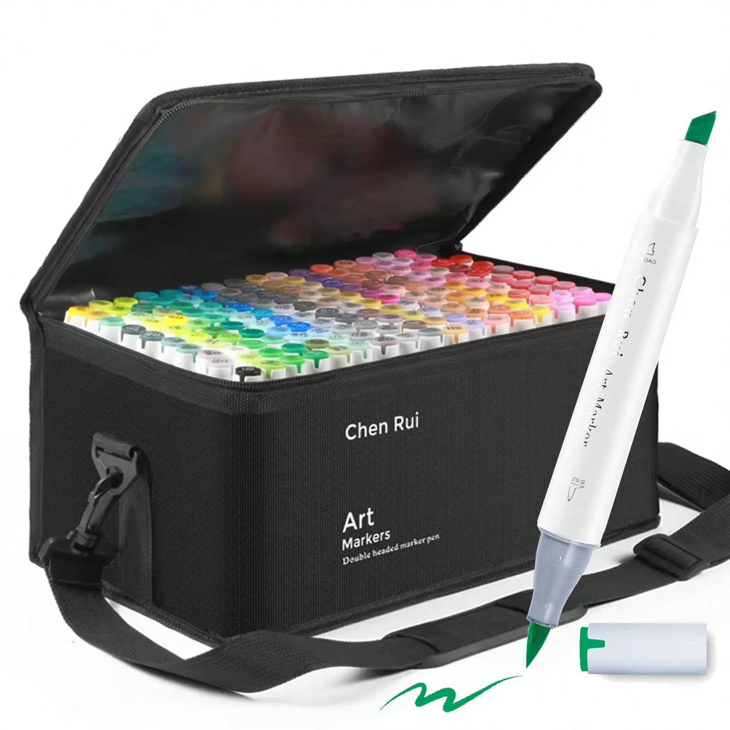 Chen Rui 48/60/80/120/168/180 Dual Tip Art Marker Pens Brush & Chisel Permanent Markers with Base Drawing Supplies Kit for Artists Adults Anime Coloring Sketching Illustrations and Card Making Gift Refillable Alcohol Based Ink Markers