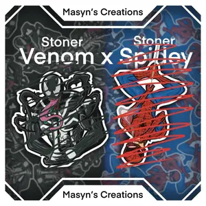 Stoner Venom x Spidey Sticker Pack - Cartoon Art, Trippy Art, superhero Stickers, delic Sticker, 420 Sticker pack -