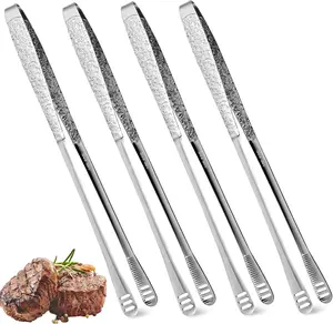 4 count 11 Inches Korean BBQ Tongs Stainless Steel Grill Kitchen  Tongs Tweezers Cooking Clamp Tool for Salad, Fish, Steak, Barbecue, Buffet, Meat